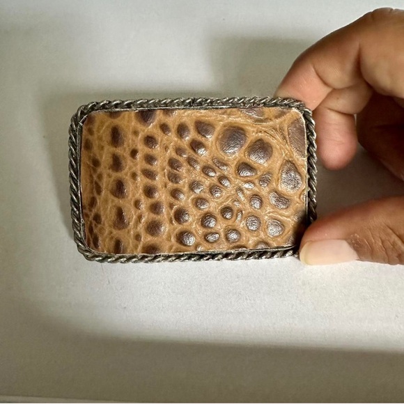 DL Rhein Accessories - Vintage Leather Pewter D. L. Rhein Belt Buckle Made in USA